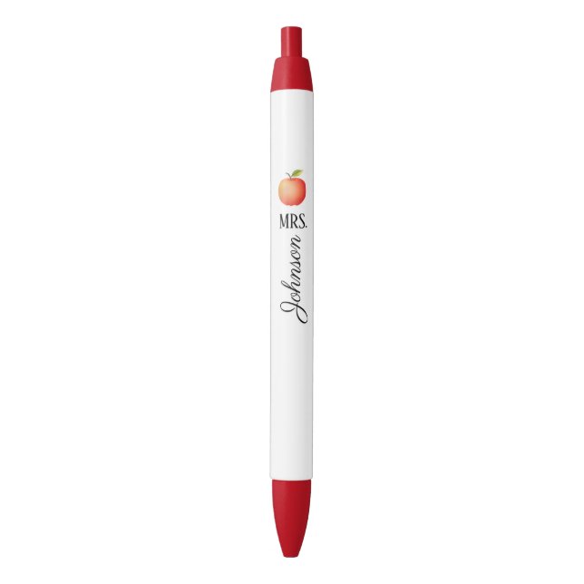 Cute Modern Red Apple Teacher Monogram Pen (Front Vertical)