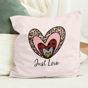 Cute Modern Red Heart Happy Valentines Day Gift Throw Pillow