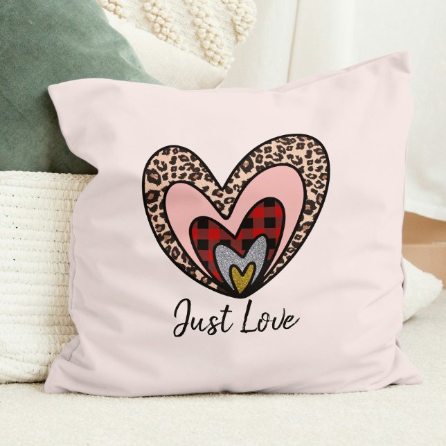 Cute Modern Red Heart Happy Valentines Day Gift  Throw Pillow (Creator Uploaded)