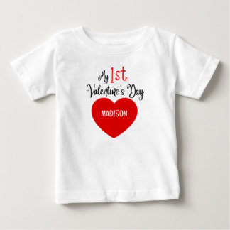 Cute Modern Red Heart My 1st Valentine's Day Baby T-Shirt
