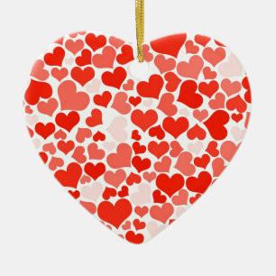 Cute Modern Red Heart Pattern Ceramic Ornament