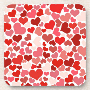 Cute Modern Red Heart Pattern Drink Coaster