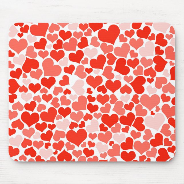 Cute Modern Red Heart Pattern Mouse Pad (Front)