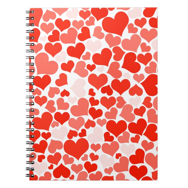 Cute Modern Red Heart Pattern Notebook (Front)