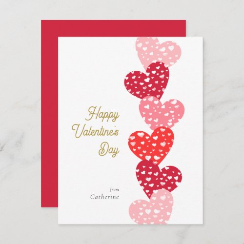 Cute Modern Red Hearts Happy Valentines day Note Card
