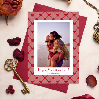 Cute Modern Red Hearts Photo Valentine's Day Holiday Card