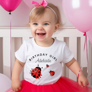 Cute Modern Red Ladybug Personalized Baby T-Shirt