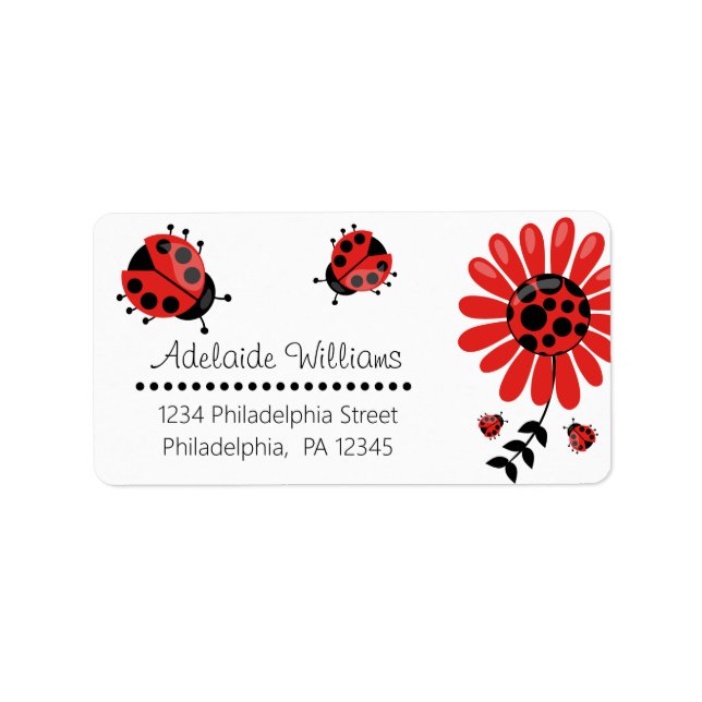Cute Modern Red Ladybug Personalized Label (Front)