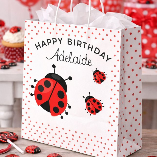 Cute Modern Red Ladybug Personalized Large Gift Bag (Creator Uploaded)