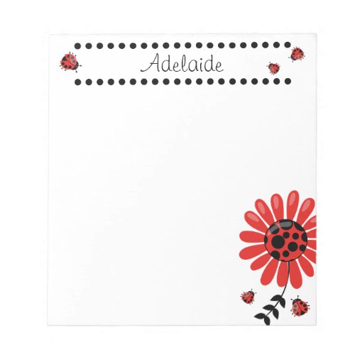 Cute Modern Red Ladybug Personalized Notepad | Zazzle