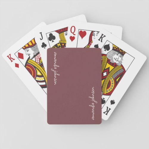 Cute Modern Red Monogram Full Name for Girlfriend Playing Cards