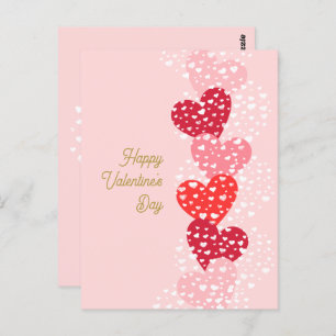 Cute Modern Red Pink Hearts Happy Valentine's day  Postcard