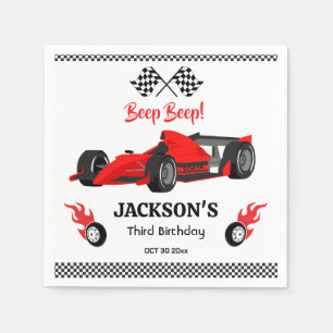 Cute modern Red Racing Car 3rd birthday Party  Napkins