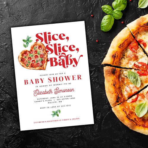 Cute Modern Red White Slice Slice Baby Shower Invitation