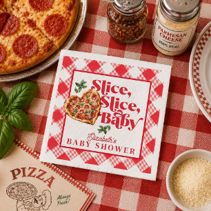 Cute Modern Red White Slice Slice Baby Shower Napkins