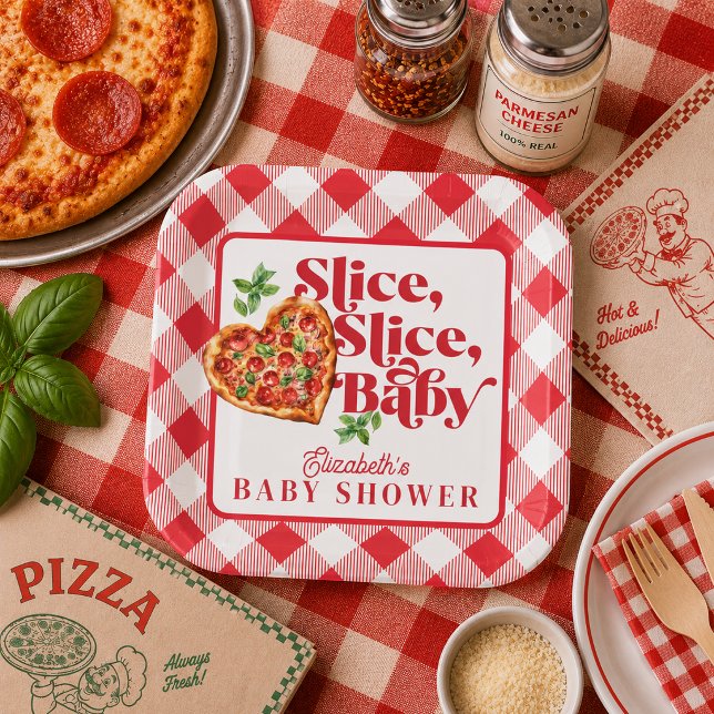 Cute Modern Red White Slice Slice Baby Shower Paper Plates (Cute Modern Red White Slice Slice Baby Shower Paper Plates)