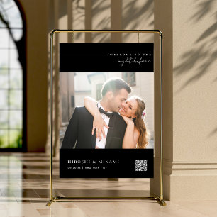 Cute Modern Rehearsal Dinner Welcome With QR Code Foam Board