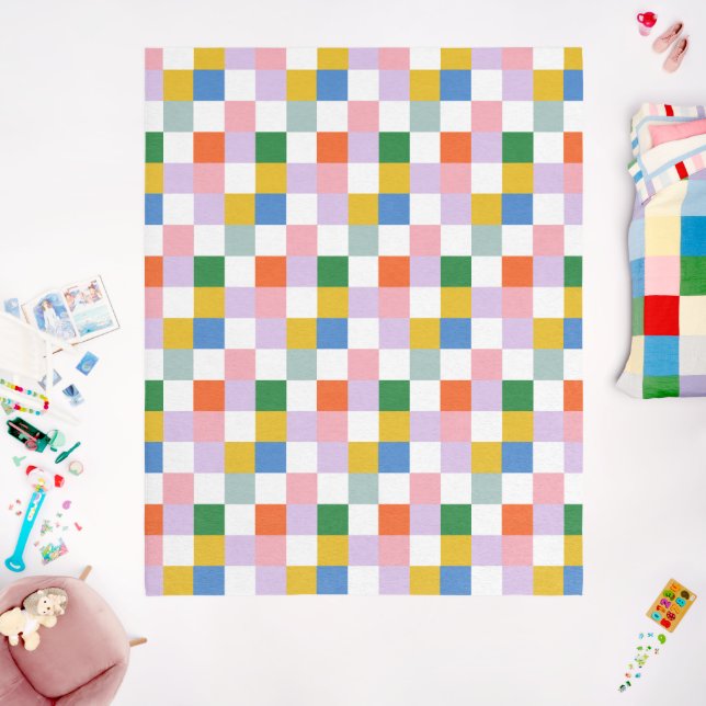 Cute Modern Retro Colorful Checks  Outdoor Rug (Insitu (Babyroom))