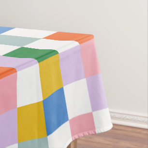 Cute Modern Retro Colorful Checks Tablecloth