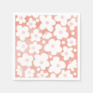 Cute Modern Retro Pink Daisy Floral Napkins