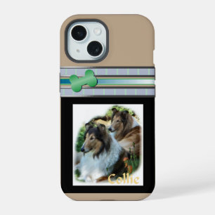 Cute Modern Rough Collies Dog Art iPhone 15 Case