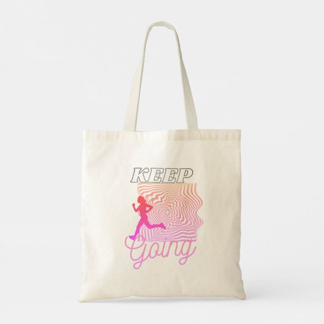 Cute Modern Running Pink Ombre Tote Bag (Back)