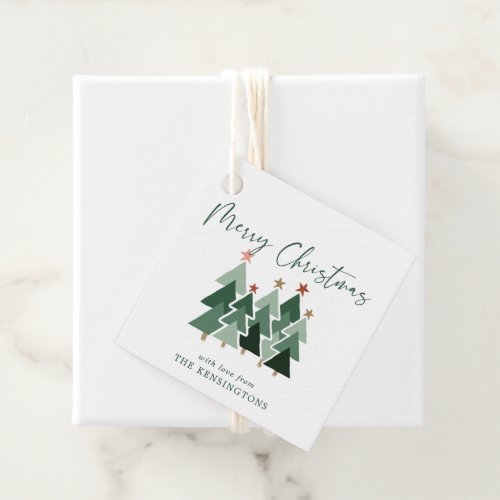 Cute Modern Rustic Christmas Trees Favor Tags