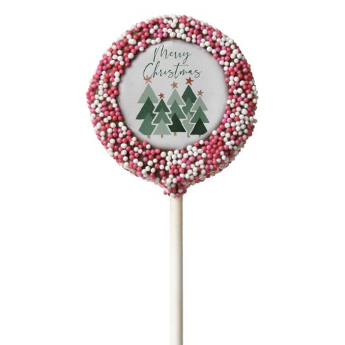Cute Modern Rustic Christmas Trees Typography Chocolate Covered Oreo Pop