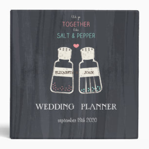 Cute Modern Salt & Pepper Wedding 3 Ring Binder