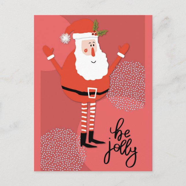 Cute Modern Santa Be Jolly Postcard (Front)