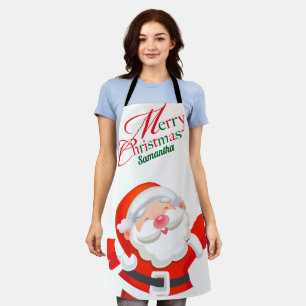 Cute Modern Santa Cartoon Merry Christmas Apron