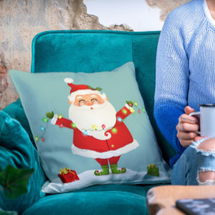 Cute Modern Santa Christmas Holidays Winter Throw Pillow