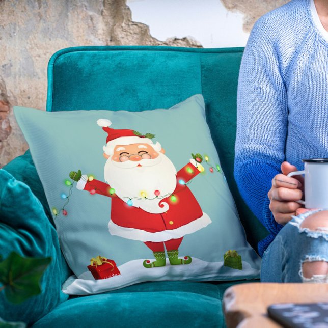 Cute Modern Santa Christmas Holidays Winter Throw Pillow (Creator Uploaded)