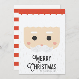 Cute Modern Santa Face Merry Christmas Holiday Card