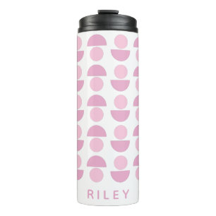Cute Modern Scandinavian Art Pattern in Pink Name Thermal Tumbler