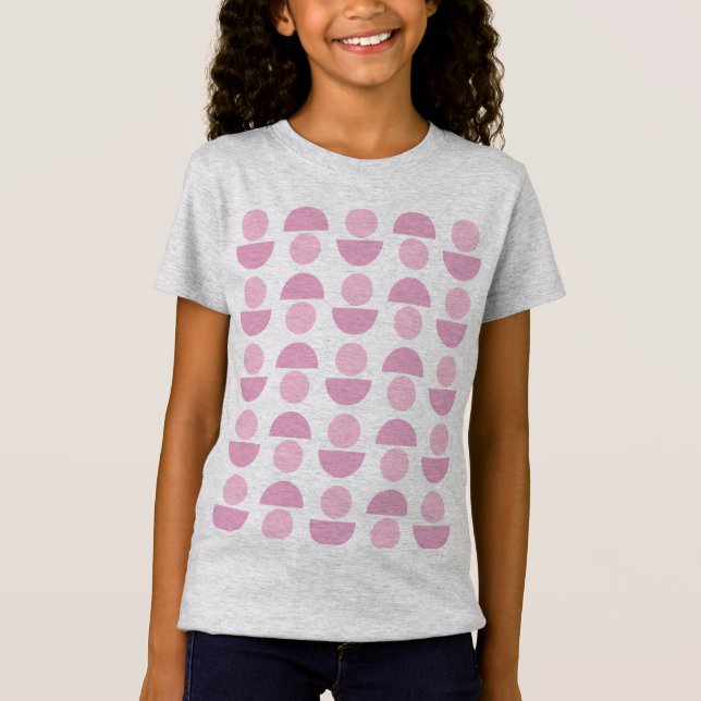 Cute Modern Scandinavian Art Pattern in Pink T-Shirt (Front)