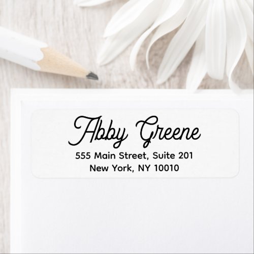 Cute Modern Script Black and White Label