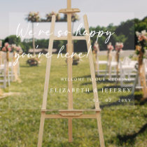 Cute Modern Script White Wedding Welcome Acrylic Sign