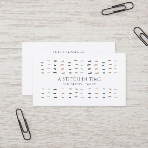 Cute Modern Seamstress Tailor Hand Stitches Logo Business Card