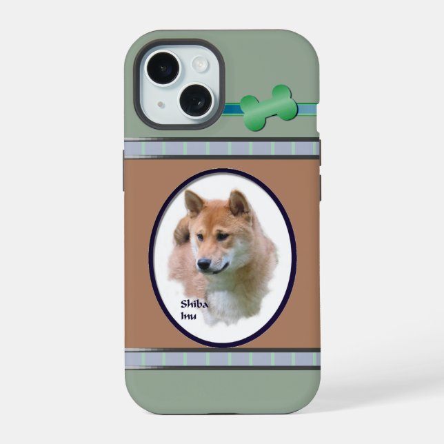 Cute Modern Shiba Inu Dog Art iPhone 15 Case (Back)