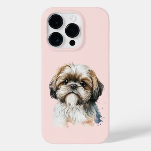Cute Modern Shih Tzu Dog Lover Pink Case_Mate iPhone 14 Pro Case