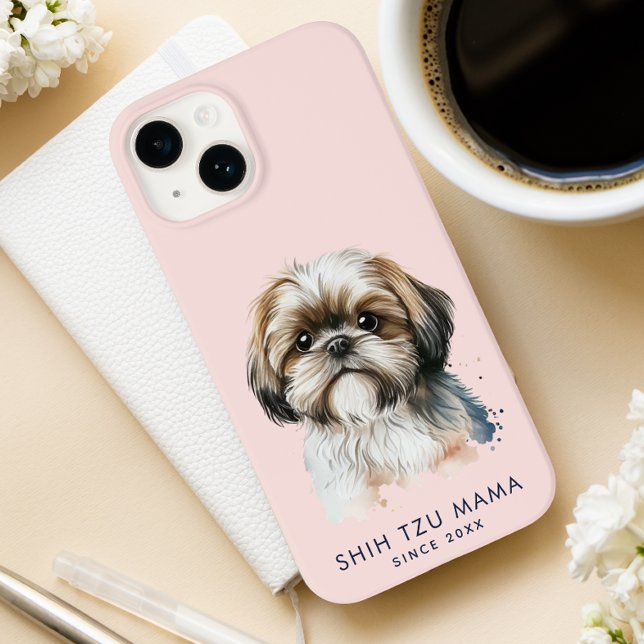 Cute Modern Shih Tzu Mama Personalized Case-Mate iPhone Case (Creator Uploaded)