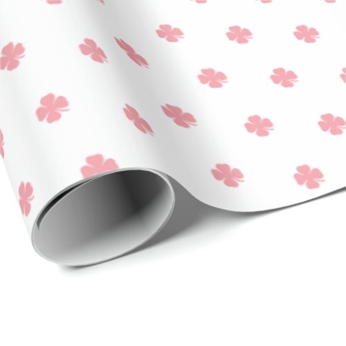 Cute Modern Simple Pink Lucky Clovers  Wrapping Paper