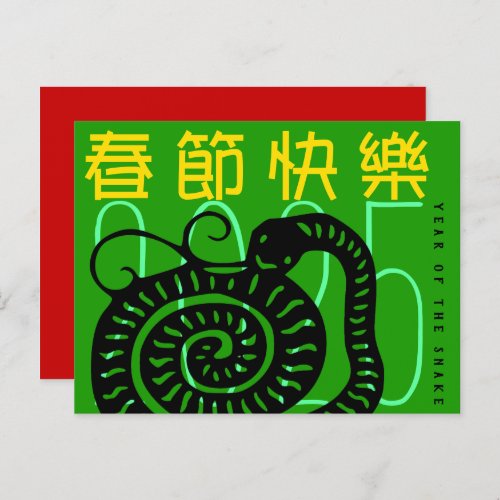 Cute Modern Snake Year Greeting In Chinese HHP Holiday Postcard