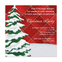 Cute Modern Snowy Christmas Tree Party Invitation
