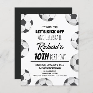 Cute Modern Soccer Budget Birthday Invitation