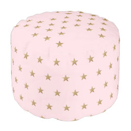 Cute Modern Soft Pink and Gold Stars Pouf