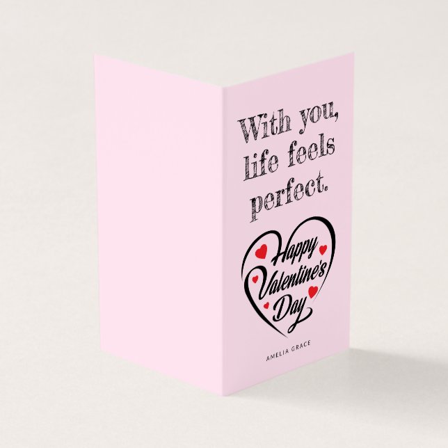 Cute Modern Soft Pink Blank Inside Valentine Cards (Outside)