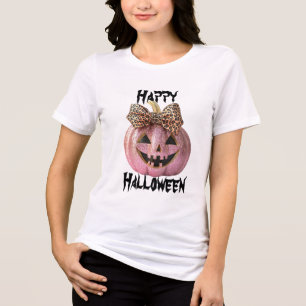 Cute Modern Sparkling Coquette Halloween Pumpkin Tri-Blend Shirt