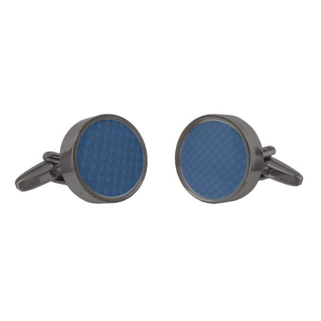 Cute Modern Stripe Blue  Cufflinks (Angled)